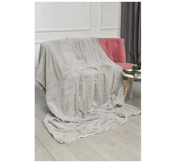 Плед двусторонний серого цвета размер 160*200 206104L