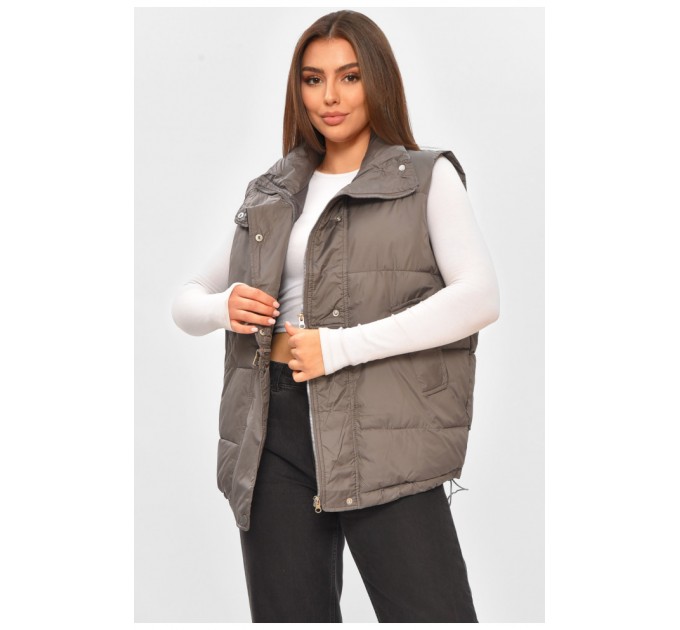 Женская жилетка однотонная серого цвета 206120L