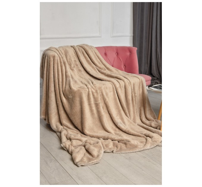 Плед однотонный бежевого цвета размер 220*240 206144L