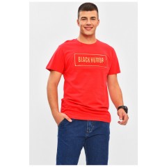Футболка чоловіча червоного кольору з принтом 206294L
