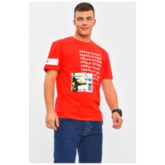 Футболка чоловіча червоного кольору з принтом 206296L