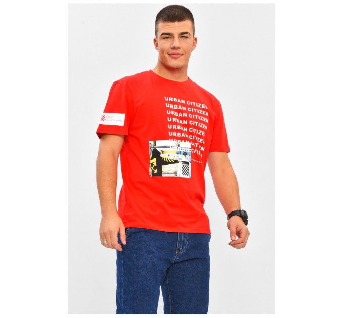 Футболка чоловіча червоного кольору з принтом 206296L