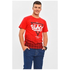 Футболка чоловіча червоного кольору з принтом 206337L