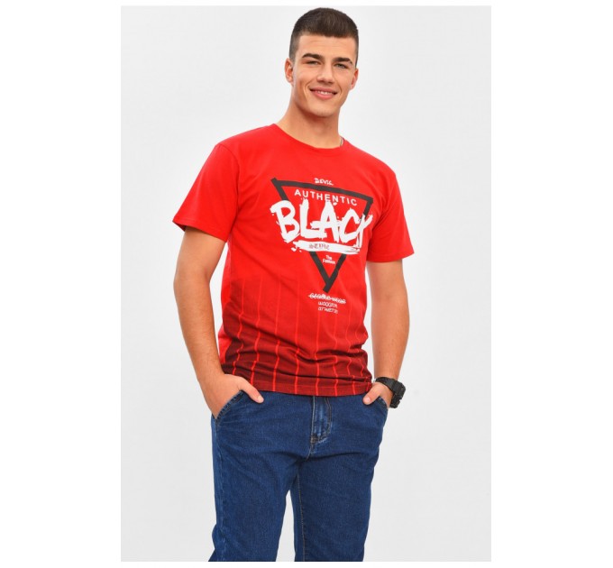 Футболка чоловіча червоного кольору з принтом 206337L
