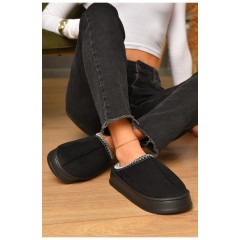 Домашні капці жіночі на хутрі чорного кольору 206355L Домашні капці жіночі на хутрі чорного кольору 206355L