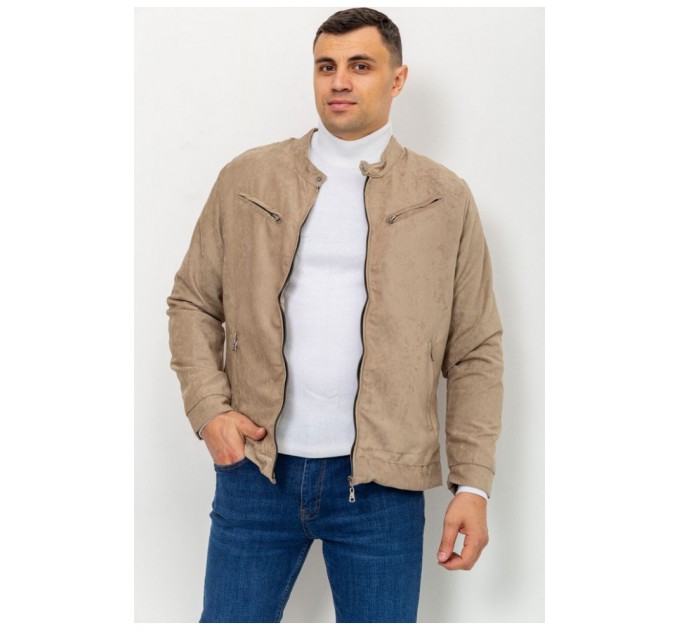 Бомбер чоловічий бежевий замшевий 150676L
