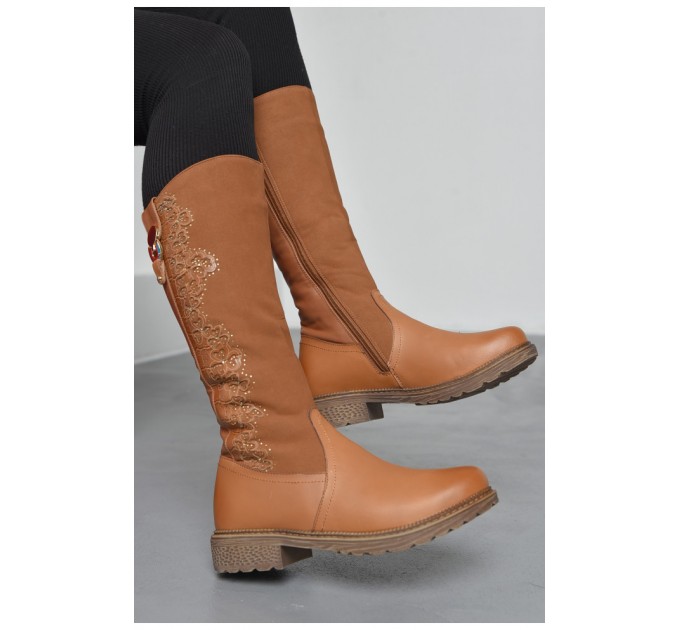 Чоботи на блискавці дитячі для дівчинки коричневого кольору 152704L