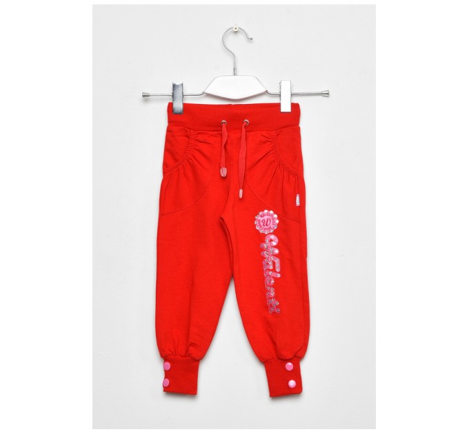 Брюки детские девочка красного цвета с надписью 153660L