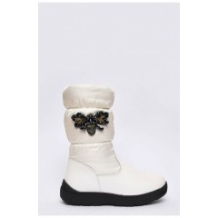 Чоботи дитячі дівчинка білого кольору на блискавці 153794L