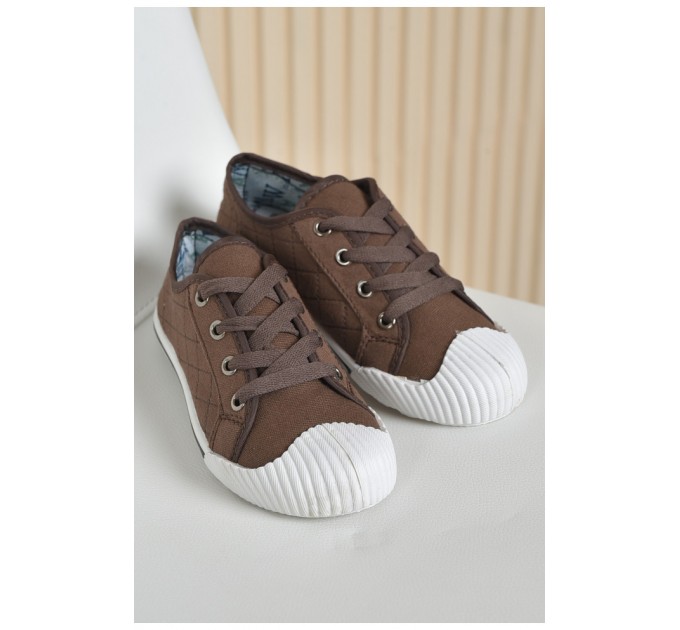 Кеди дитячі коричневого кольору текстиль 163242L
