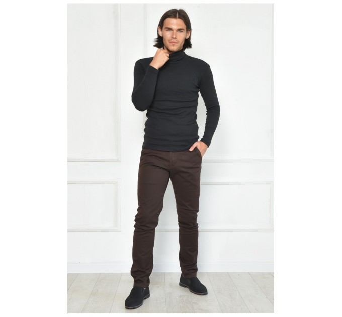Штани чоловічі темно-коричневого кольору 163976L