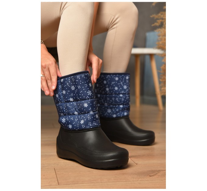 Дутики жіночі на хутрі синього кольору 164676L