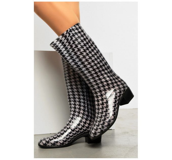 Чоботи гумові високі жіночі чорно-білого кольору 166450L