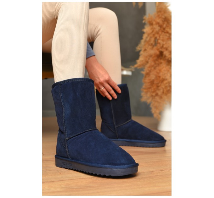 Угги женские темно-синего цвета на меху 167902L