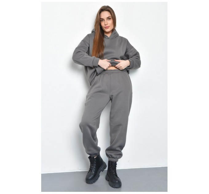 Спортивний костюм жіночий на флісі сірого кольору 168856L