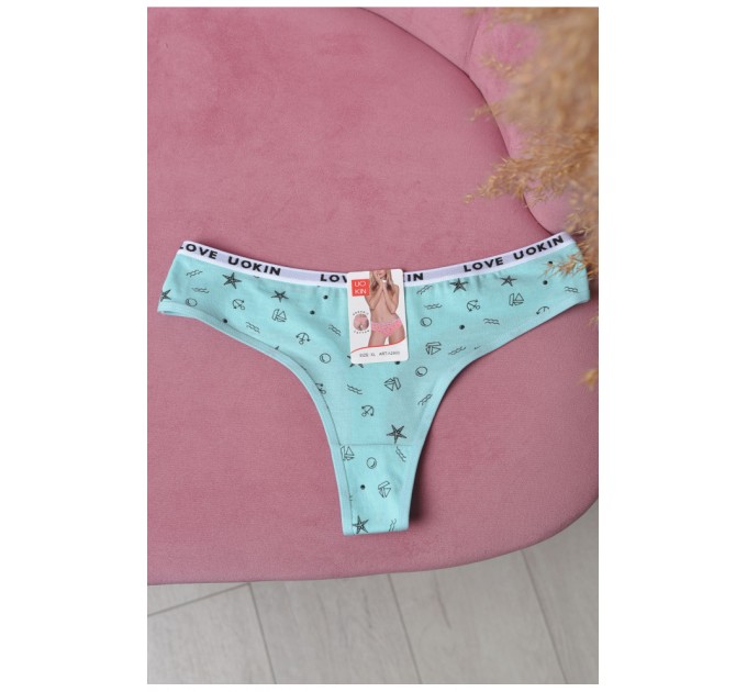 Стрінги жіночі з принтом м`ятного кольору 169759L