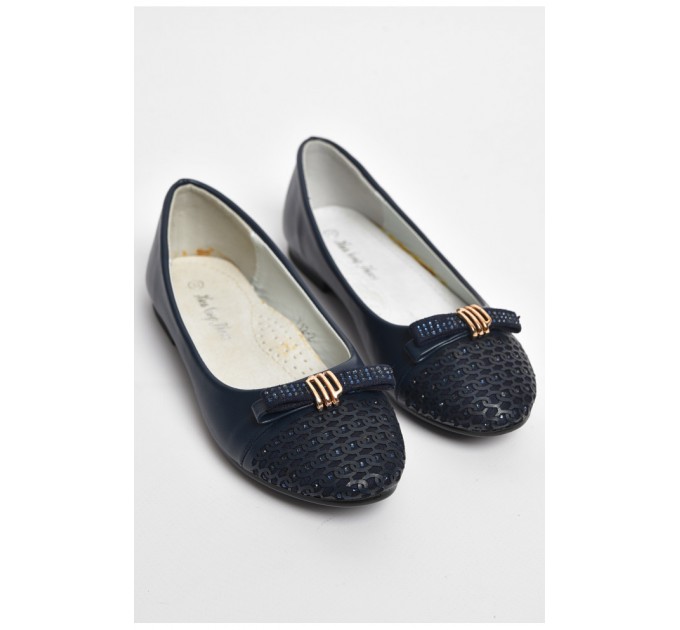 Балетки дитячі для дівчинки темно-синього кольору 176004L