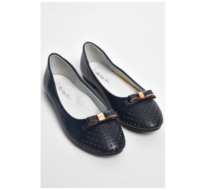 Балетки дитячі для дівчинки темно-синього кольору 176008L