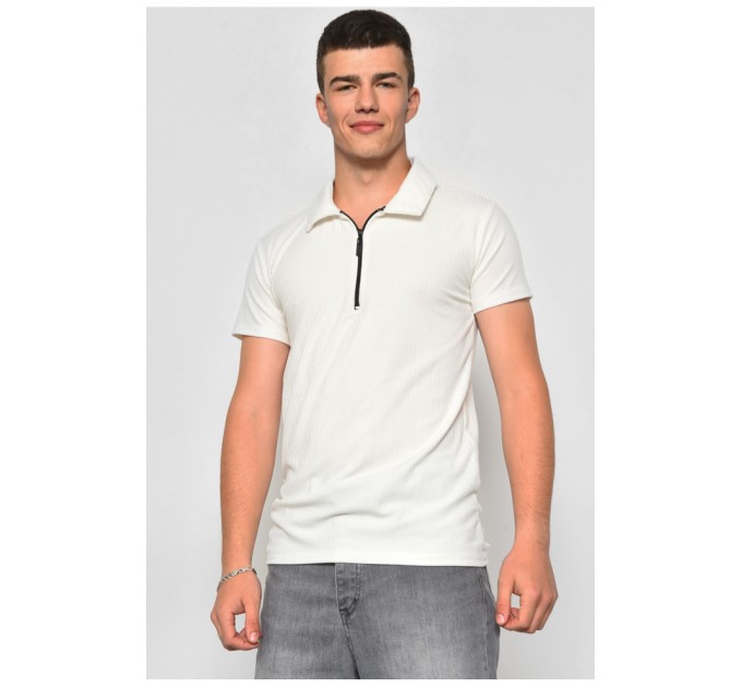 Мужская футболка поло белого цвета 178408L