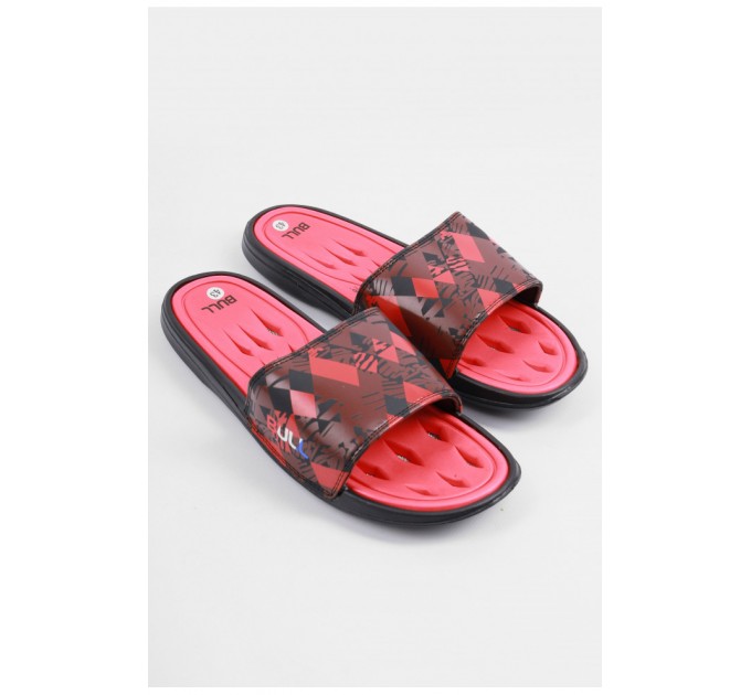Шлепанцы мужские красного цвета с геометрическим узором 179495L