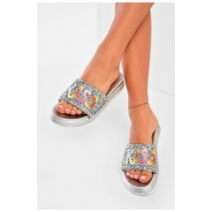 Шльопанці жіночі серебристого кольору 179550L Шльопанці жіночі серебристого кольору 179550L