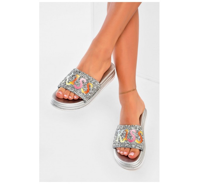 Шлепанцы женские серебристого цвета 179550L
