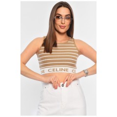 Топ-майка у рубчик жіноча бежевого кольору 179842L