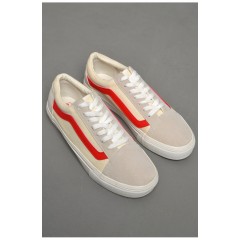 Мужские кеды белого цвета с красными вставками 180248L