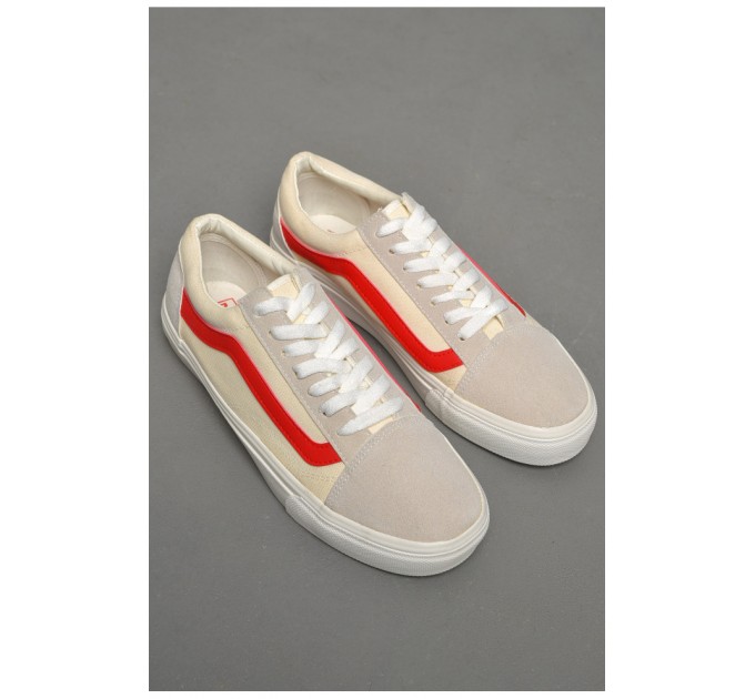 Мужские кеды белого цвета с красными вставками 180248L