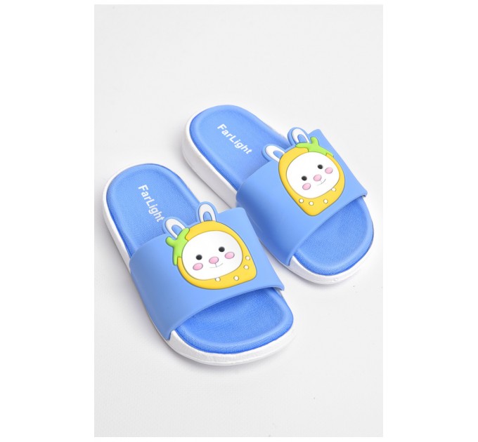 Шльопанці дитячі світло-блакитного кольору з малюнком 181214L