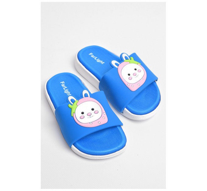 Шльопанці дитячі синього кольору з малюнком 181216L