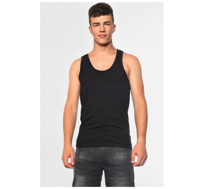 Мужская майка однотонная черного цвета 182062L