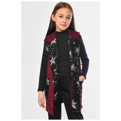 Кардиган детский для девочки без рукавов бордового цвета 182734L