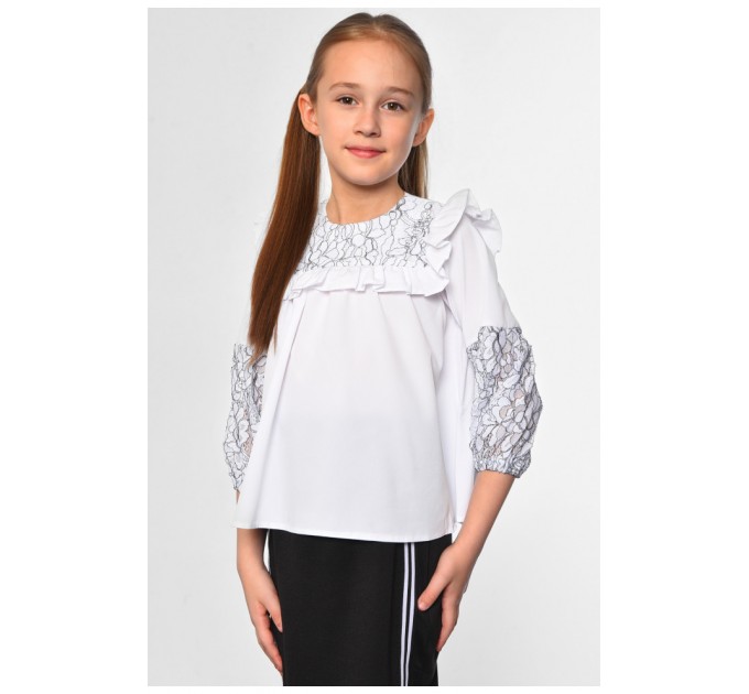 Детская блузка для девочки белого цвета 182852L