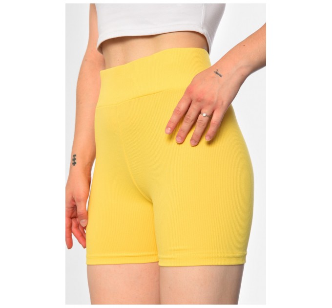 Велосипедки жіночі в рубчик жовтого кольору 183343L