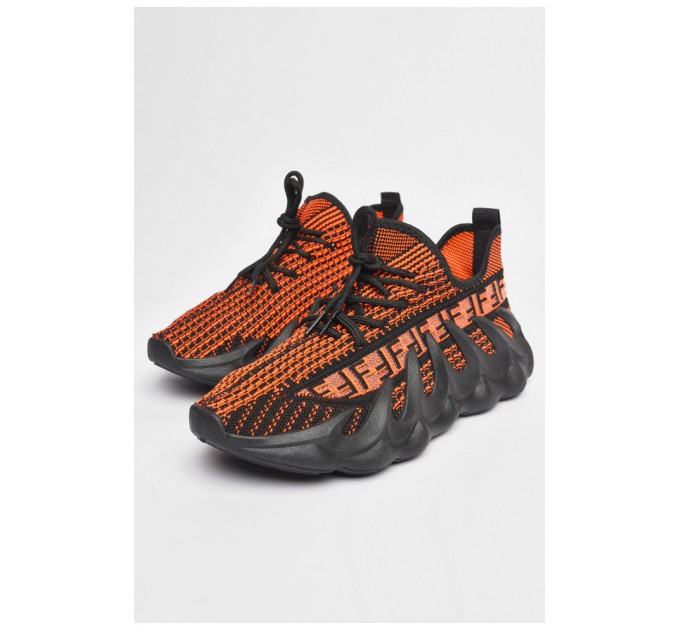 Кросівки чоловічі чорно-червоного кольору на шнурівці 184032L