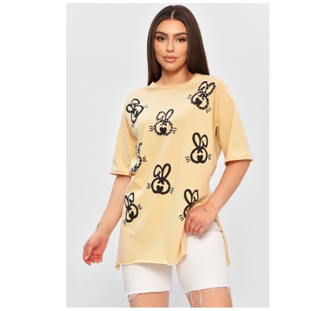 Футболка жіноча бежевого кольору 184127L