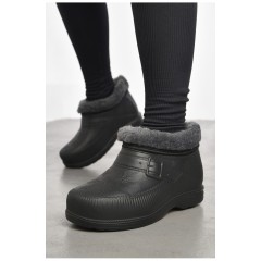Галоши женские на меху черного цвета 184477L