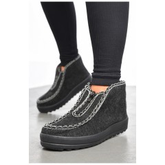 Бурки жіночі на хутрі чорно-сірого кольору 184820L