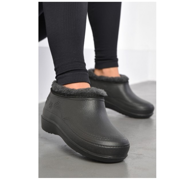 Калоші жіночі на хутрі чорного кольору 185174L