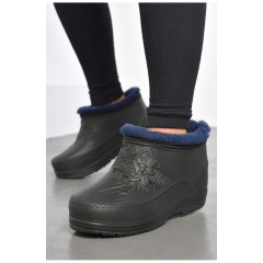 Калоші жіночі на хутрі чорного кольору 185379L