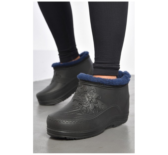 Калоші жіночі на хутрі чорного кольору 185379L