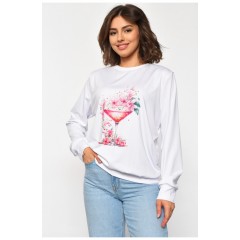 Свитшот женский с узором белого цвета 185600L