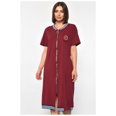 Халат жіночий батальний з принтом бордового кольору 185801L