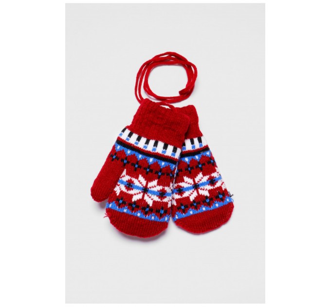 Детские перчатки утепленные красного цвета с рисунком 186502L.