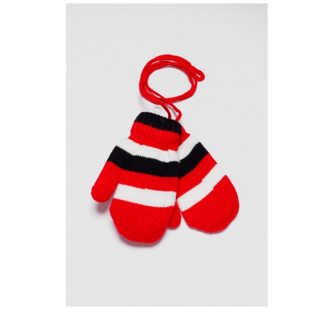 Рукавички дитячі утеплені червоного кольору в смужку 186509L