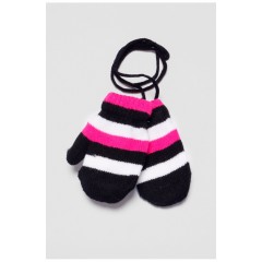 Рукавички дитячі утеплені чорного кольору в смужку 186511L