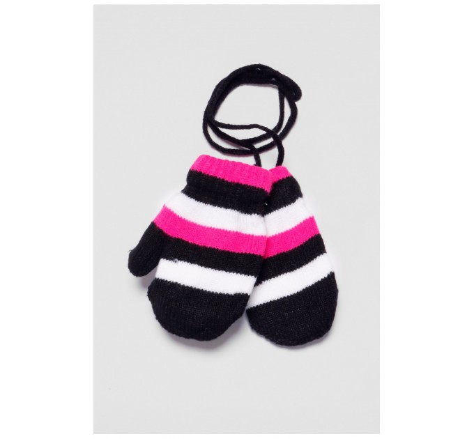 Рукавички дитячі утеплені чорного кольору в смужку 186511L