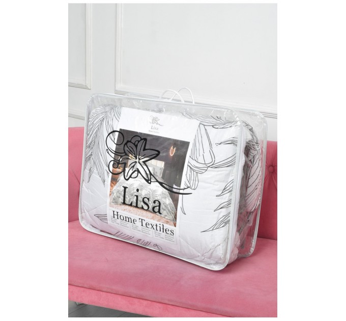 Комплект постільної білизни з ковдрою сірого кольору півторка 186517L