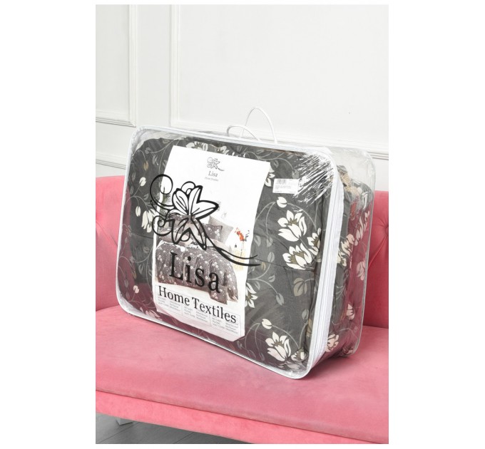 Комплект постільної білизни з ковдрою темно-сірого кольору півторка 186522L